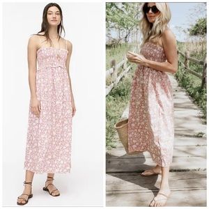 J Crew Smocked Cotton Poplin Dress in Rose Vines